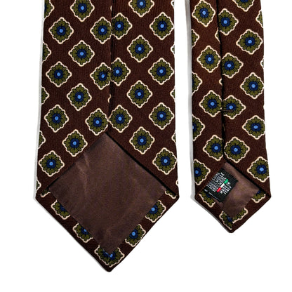 Cocoa Brown Geometric Wool Challis Tie
