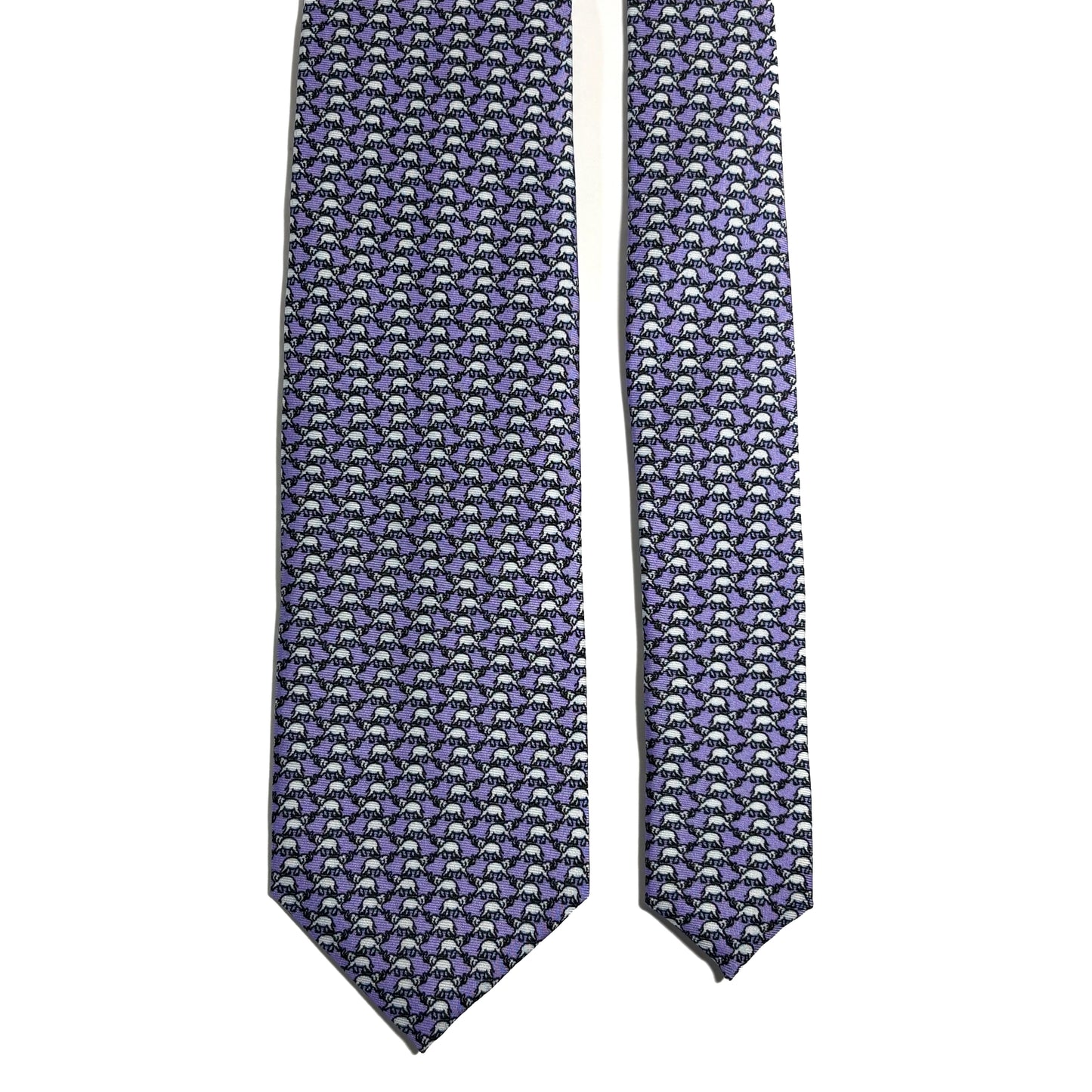 Lilac Purple Elephant Print Silk Tie