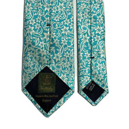 Sea Foam Green Floral Motif Silk Jacquard Tie