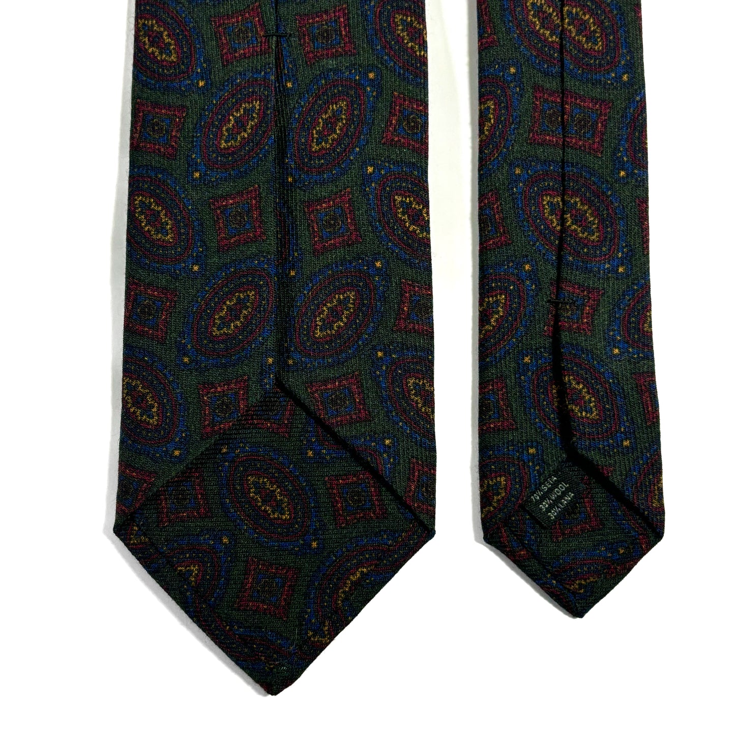 Forest Green Geometric Wool/Silk Tie