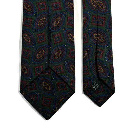 Forest Green Geometric Wool/Silk Tie