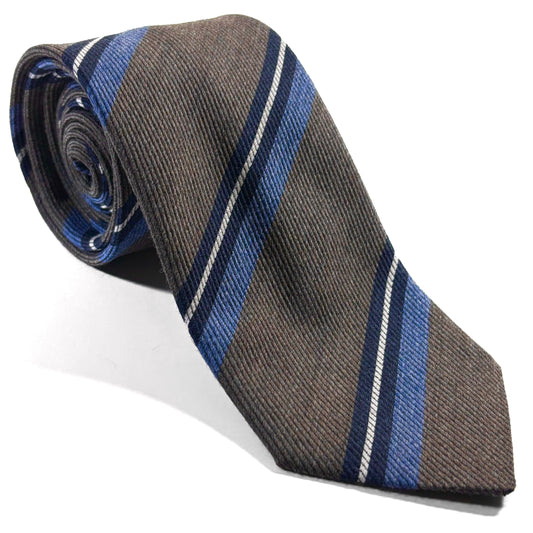 Light Brown Striped Wool/Silk Tie
