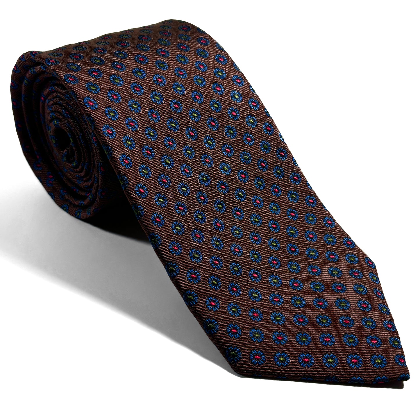 Brown Floral Neats Silk Jacquard Tie