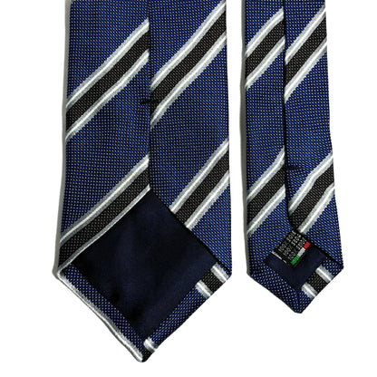 Navy Blue Striped Dot Silk Jacquard Tie