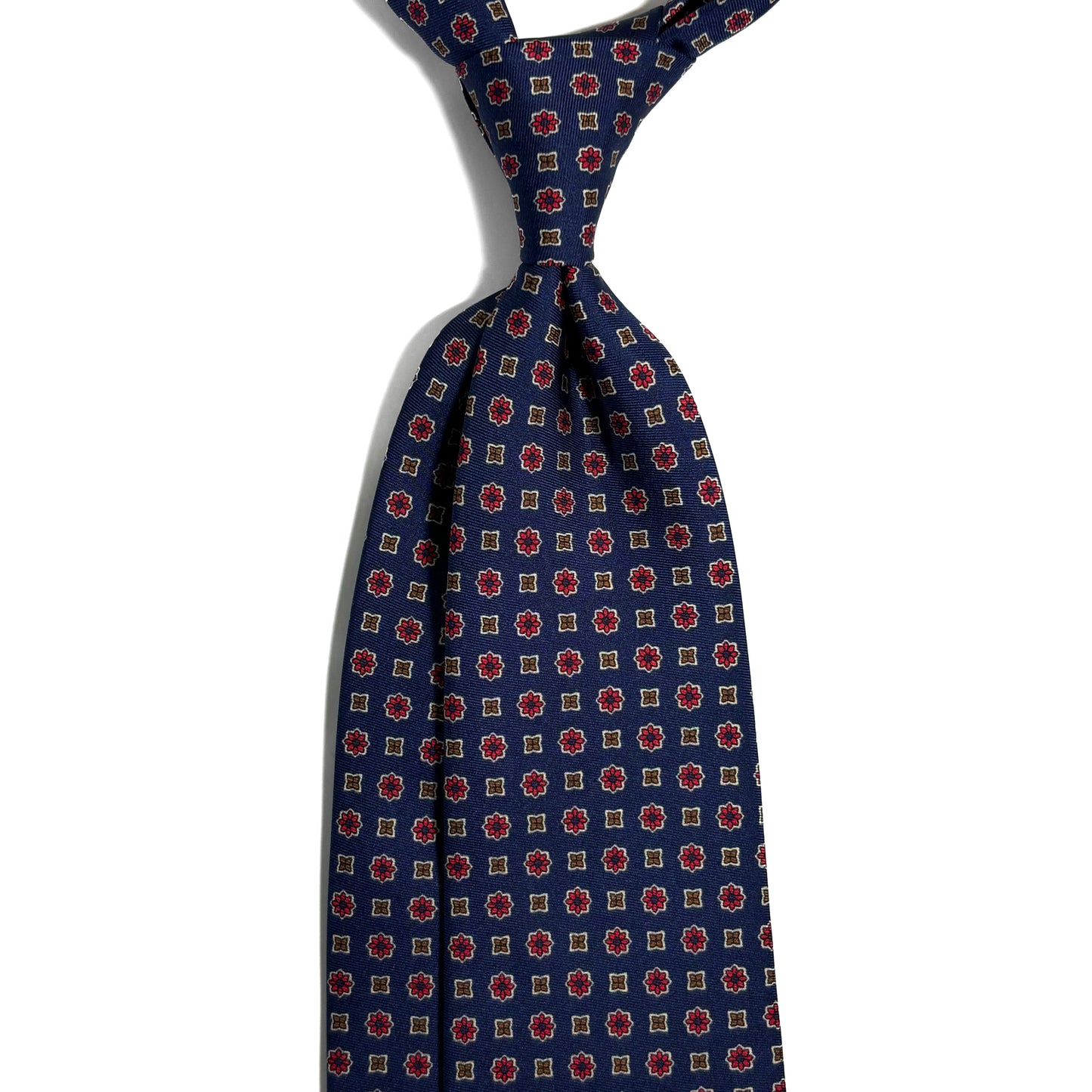 Navy Blue Geometric Floral Silk Tie