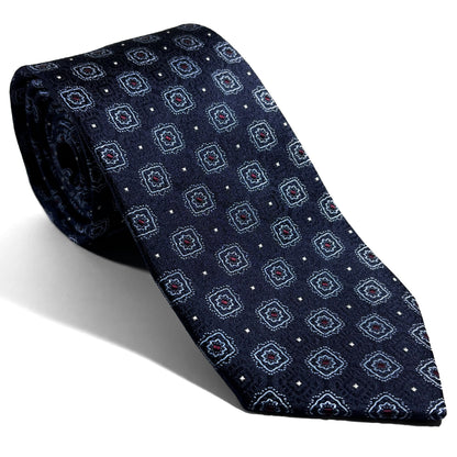 Navy Blue Geometric Silk Jacquard Tie