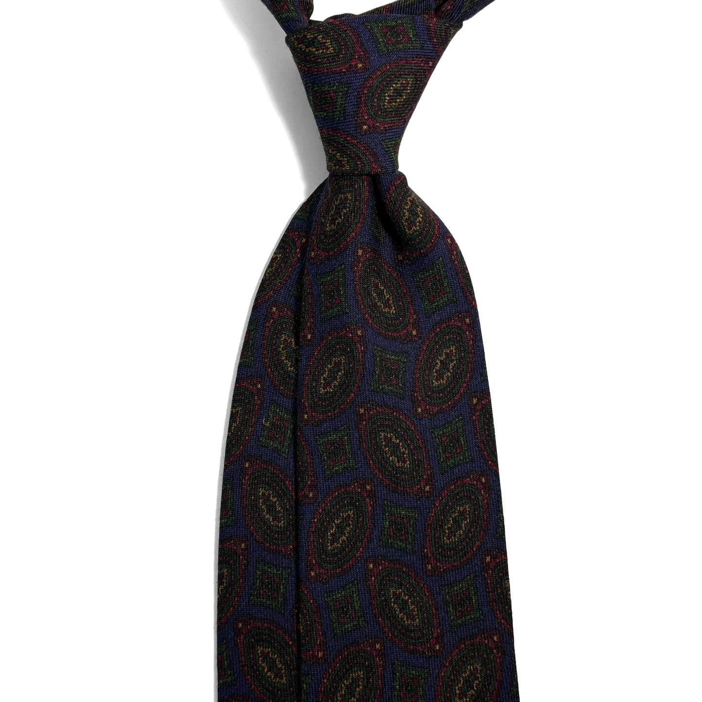 Navy Blue Geometric Wool/Silk Tie