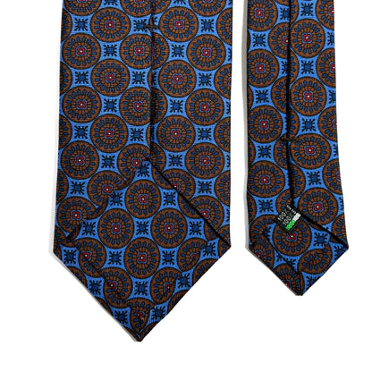 Light Blue & Brown Geometric Ancient Madder Silk Tie