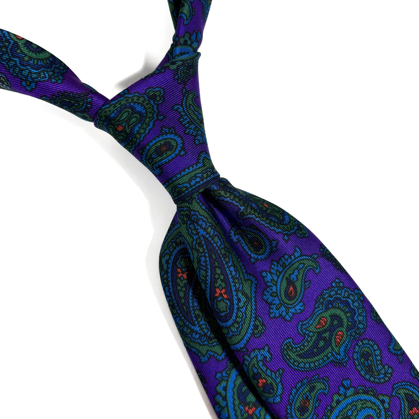 Slim Screen-Printed Purple Paisley Silk Tie