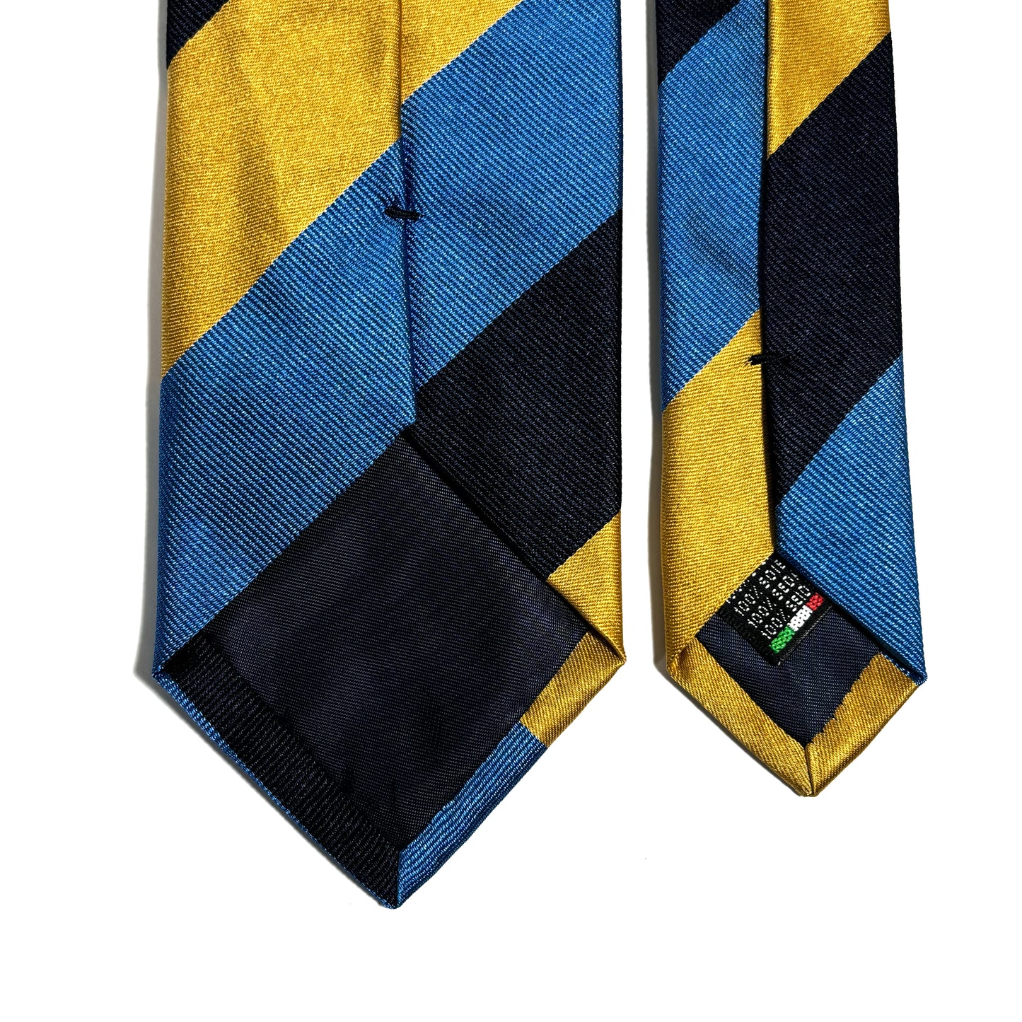 Navy Blue & Yellow Striped Silk Repp Tie