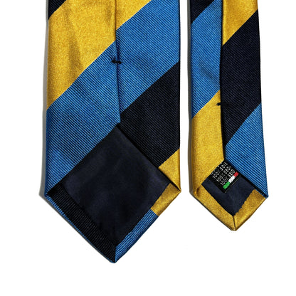 Navy Blue & Yellow Striped Silk Repp Tie
