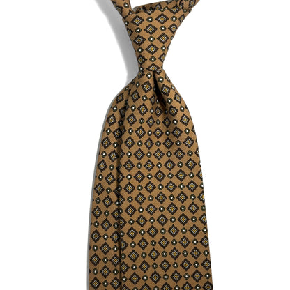 Beige Geometric Ancient Madder Silk Tie