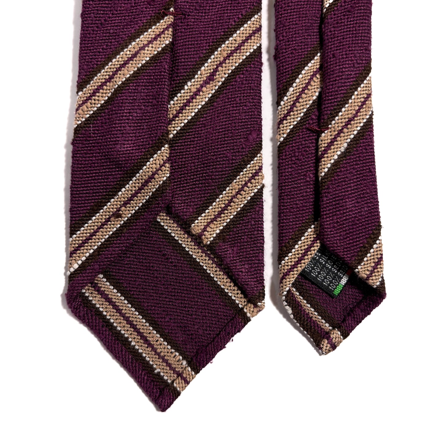 Wine Red Stripe Untipped Silk Shantung Tie