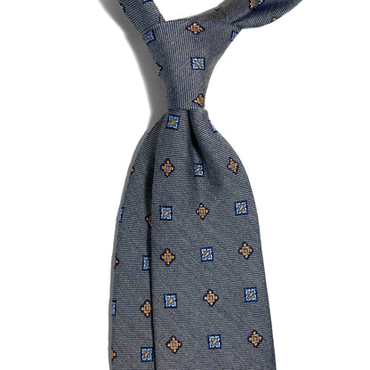 Gray Geometric Silk Jacquard Tie