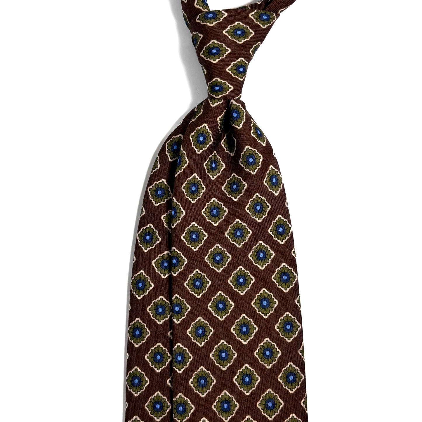 Cocoa Brown Geometric Wool Challis Tie