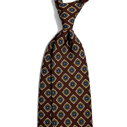 Cocoa Brown Geometric Wool Challis Tie