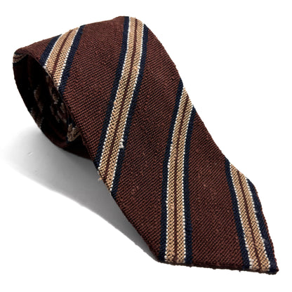 Brown Stripe Untipped Silk Shantung Tie