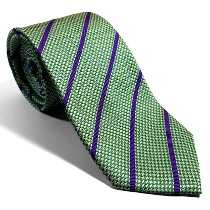 Green & Purple Striped Silk Jacquard Tie