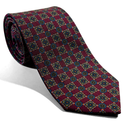 Burgundy Floral Italian Madder Silk Tie