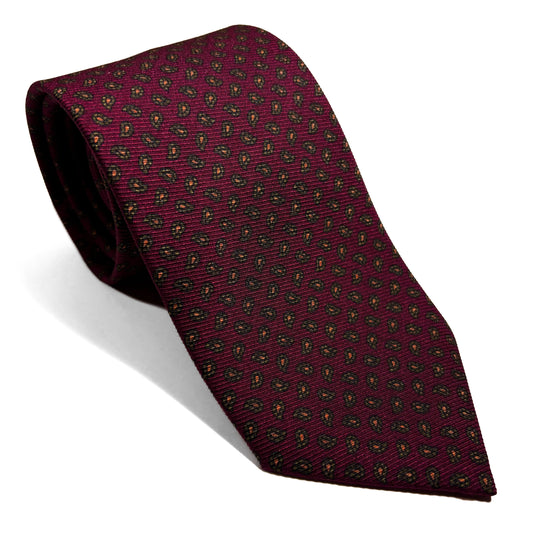 Burgundy Small Paisley Italian Madder Silk Tie