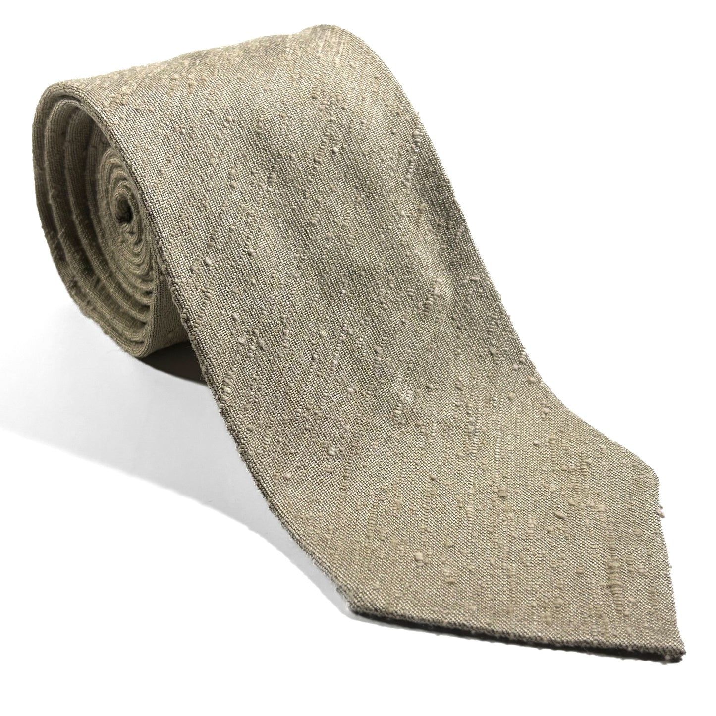 Untipped Light Beige Silk Shantung Tie