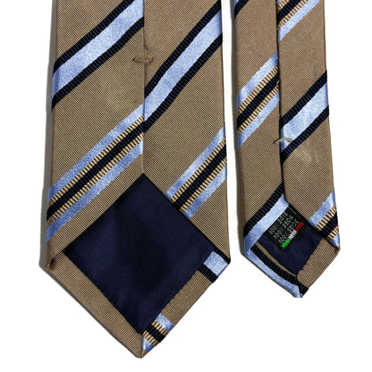 Beige Striped Silk Jacquard Tie