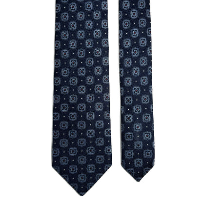 Navy Blue Geometric Silk Jacquard Tie