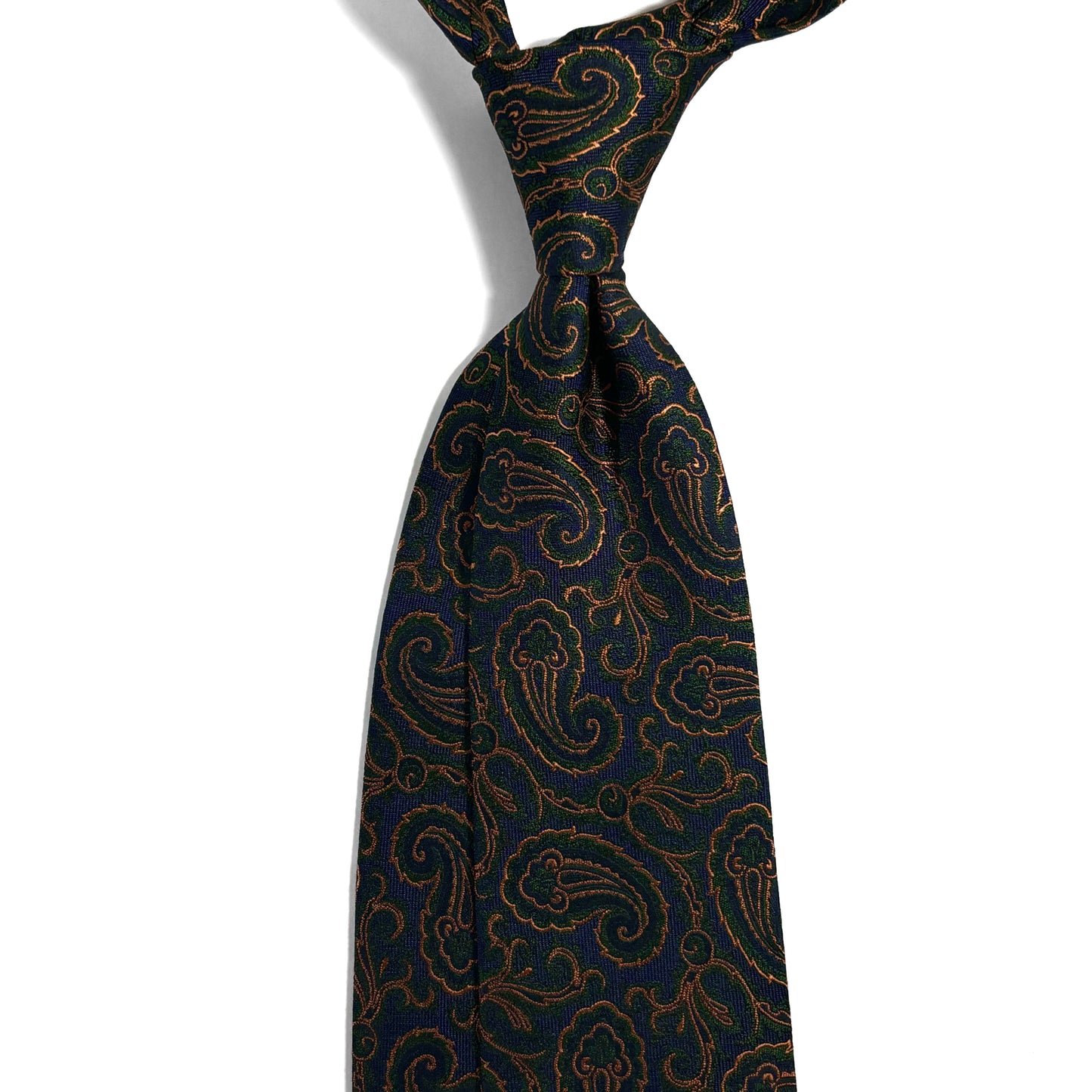 Navy Blue & Gold Paisley Silk Jacquard Tie