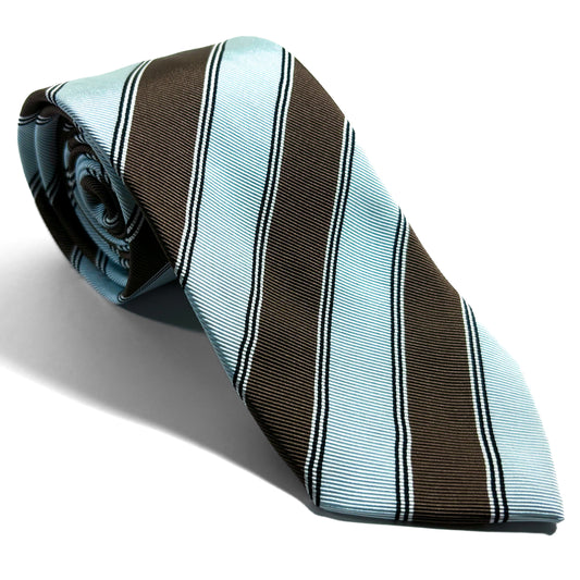 Light Blue & Brown Striped Silk Repp Tie
