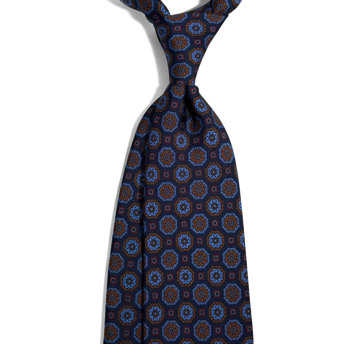 Navy Blue Geometric Ancient Madder Silk Tie