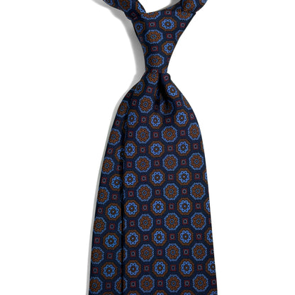 Navy Blue Geometric Ancient Madder Silk Tie