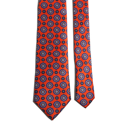 Orange Geometric Silk Tie (Handmade in Italy)
