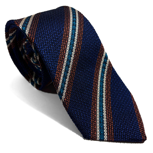 Blue Striped Italian Silk Grenadine Tie