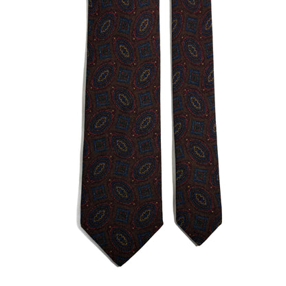Dark Brown Geometric Wool/Silk Tie