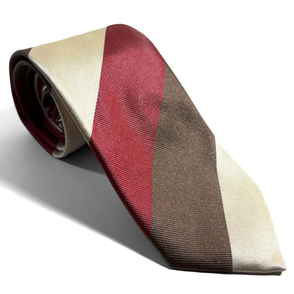 Red / Brown / Ivory Striped Silk Repp Tie