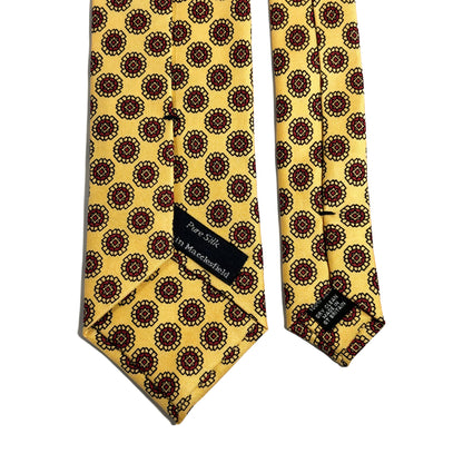 Hand-Printed Yellow Geometric Silk Tie