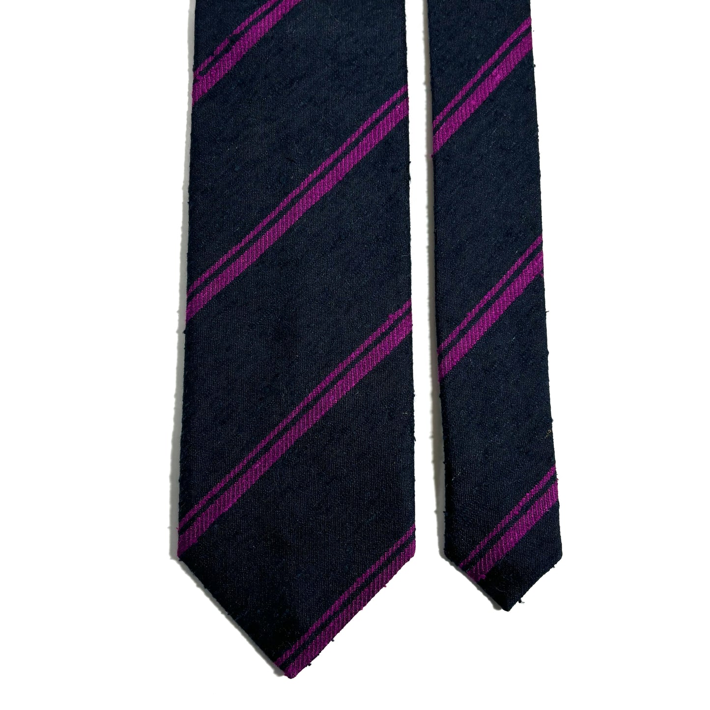 Navy Blue & Purple Striped Silk Shantung Tie