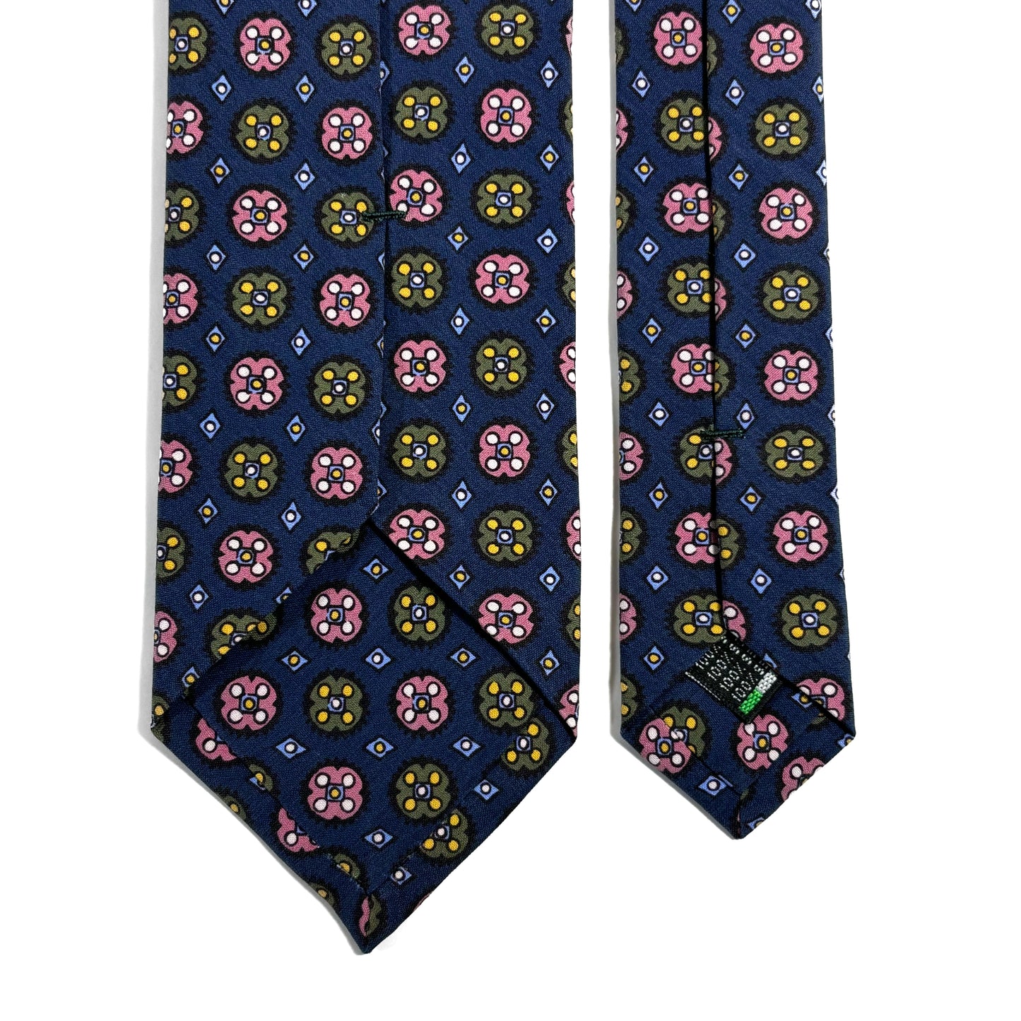 Navy Blue Floral Medallion Ancient Madder Silk Tie