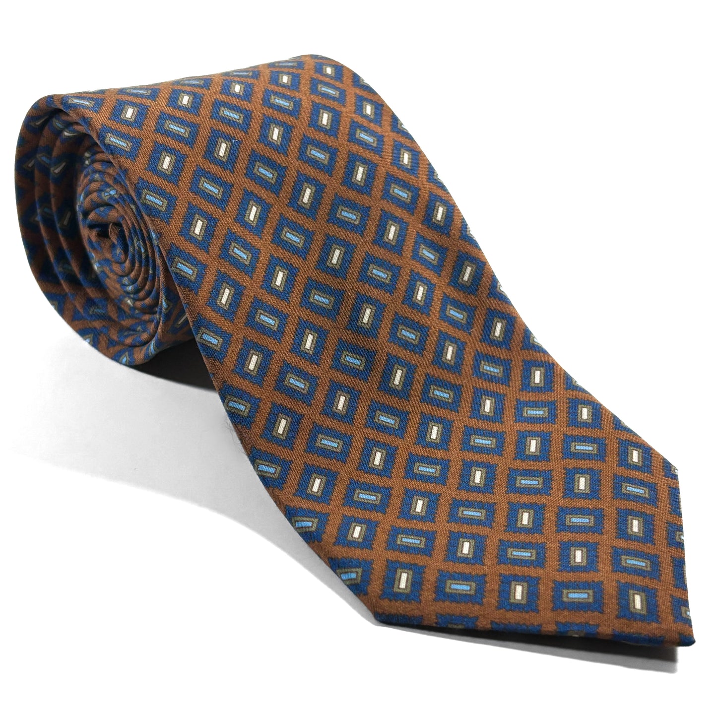 Brown Geometric Ancient Madder Silk Tie