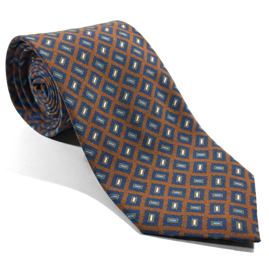 Brown Geometric Ancient Madder Silk Tie