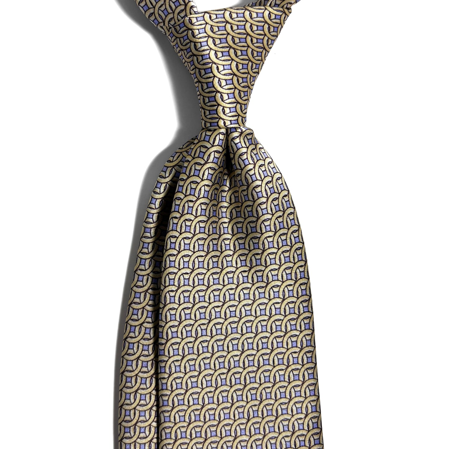 Beige & Lilac Geometric Silk Satin Tie