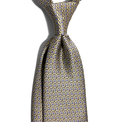 Beige & Lilac Geometric Silk Satin Tie