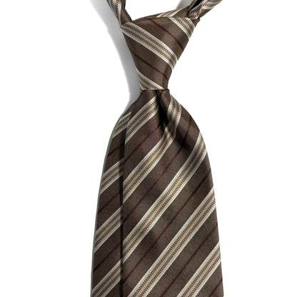 Brown Striped Silk Jacquard Tie