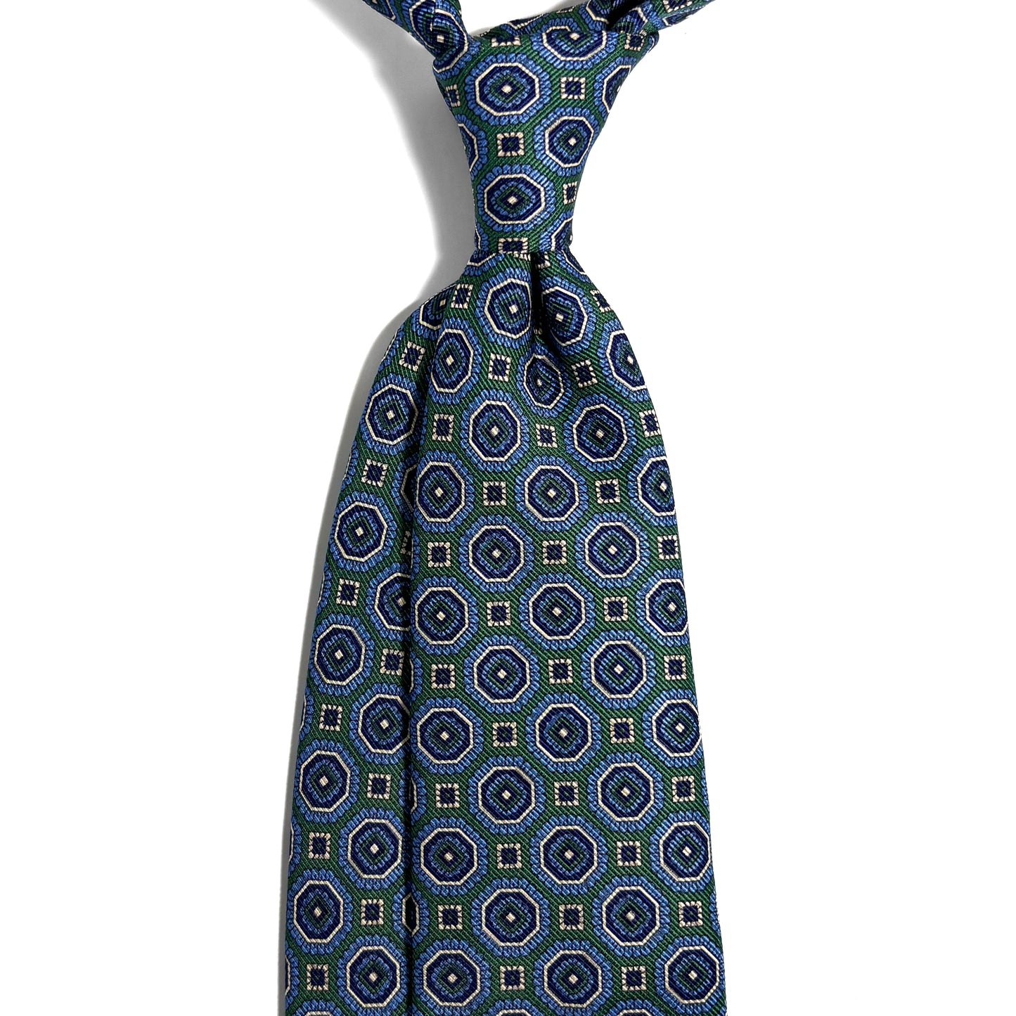Green & Blue Floral Medallion Silk Tie (Handmade in Italy)