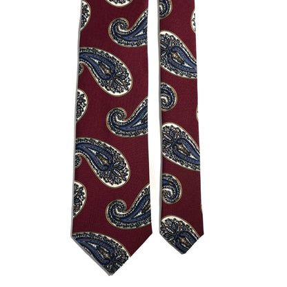 Burgundy Paisley Printed 36oz Silk Twill Tie