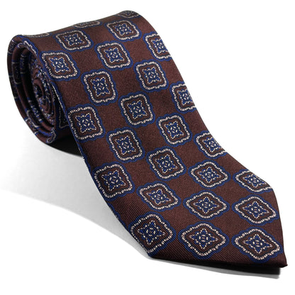 Brown Medallion Printed 36oz Silk Twill Tie