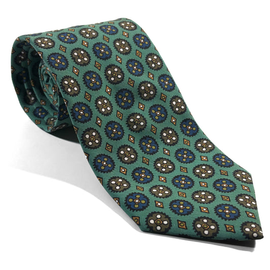 Mint Green Floral Ancient Madder Silk Tie