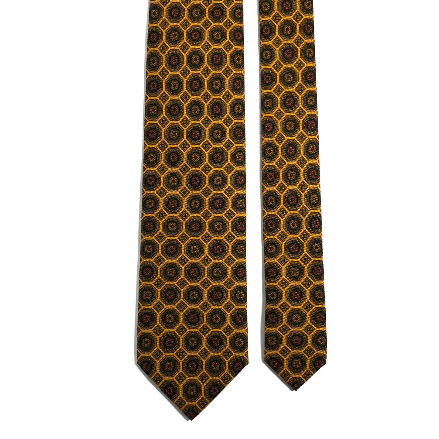 Mustard Yellow Geometric Italian Madder Silk Tie