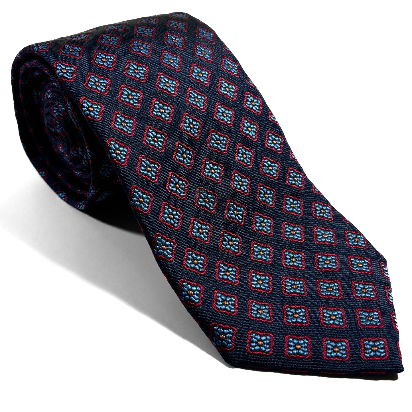 Navy Blue Diamond Silk Jacquard Tie
