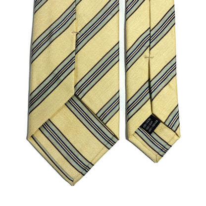 Cream Yellow Striped Silk Jacquard Tie
